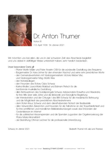 Parte von Dr. Anton Thurner