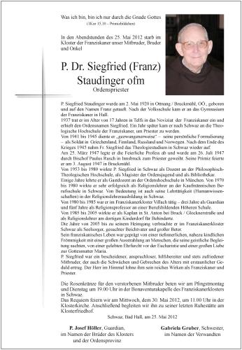 Parte von Siegfried Staudinger Franz Pater