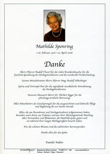 Parte von Mathilde Sponring