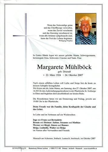 Parte von Margarete Mühlböck