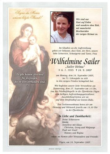 Parte von Wilhelmine Sailer