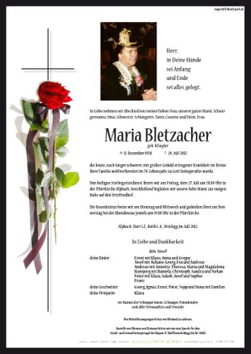 Parte von Maria Bletzacher