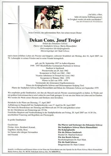 Parte von Trojer Josef Dekan