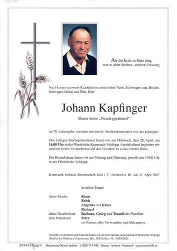 Parte von Johann Kapfinger