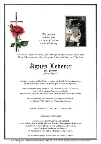 Parte von Agnes Lederer