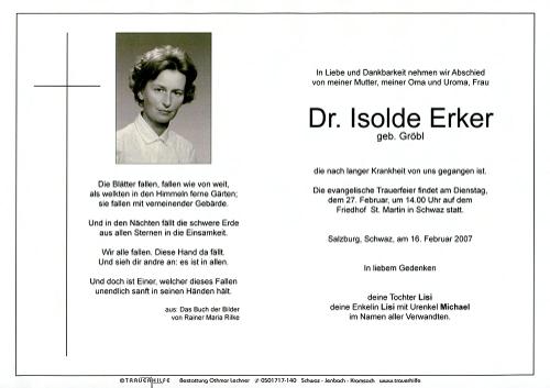 Parte von Isolde Erker Dr.
