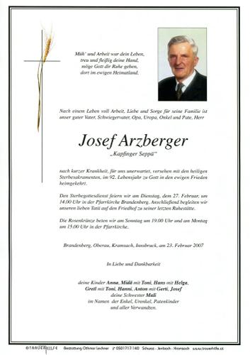 Parte von Josef Arzberger