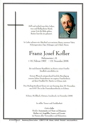 Parte von Franz Josef Kofler