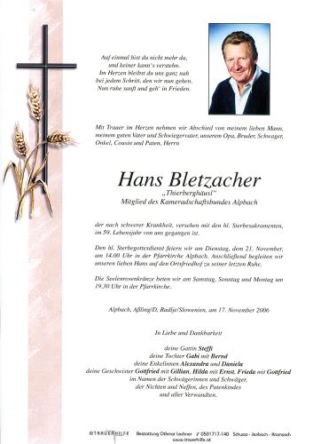 Parte von Bletzacher Johannes