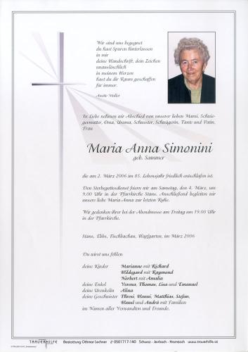 Parte von Maria Anna Simonini
