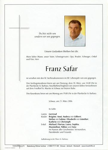 Parte von Franz Safar
