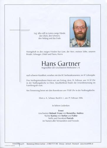 Parte von Johann Gartner