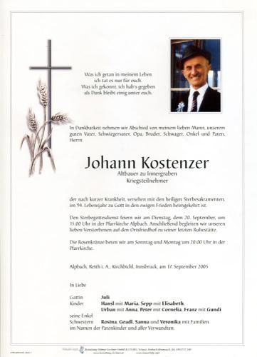 Parte von Johann Kostenzer