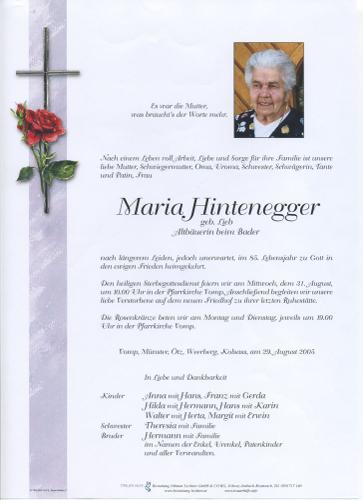 Parte von Maria Hintenegger
