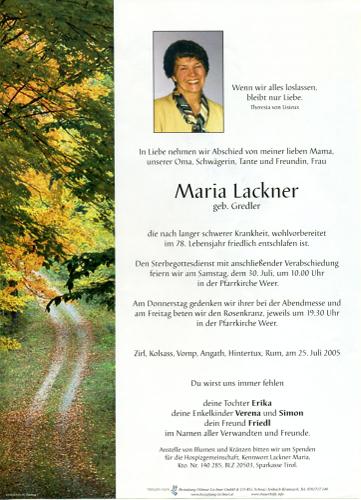 Parte von Maria Lackner