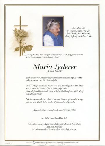Parte von Maria Lederer