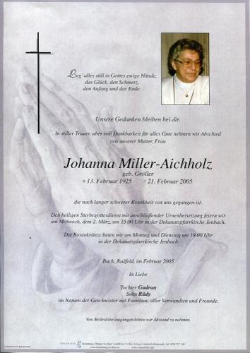 Parte von Johanna Miller-Aichholz