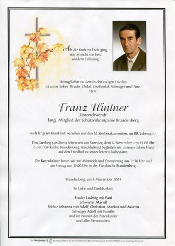 Parte von Franz Hintner