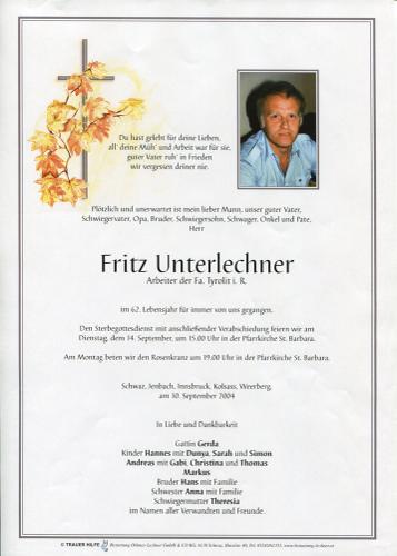 Parte von Fritz Unterlechner