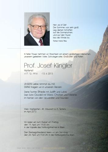 Parte von Klingler Josef Prof.