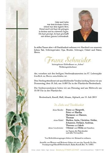 Parte von Franz Schneider