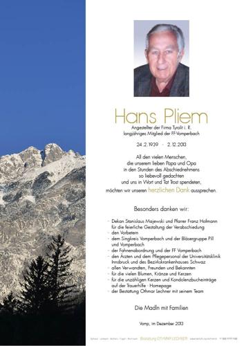 Parte von Johann Pliem