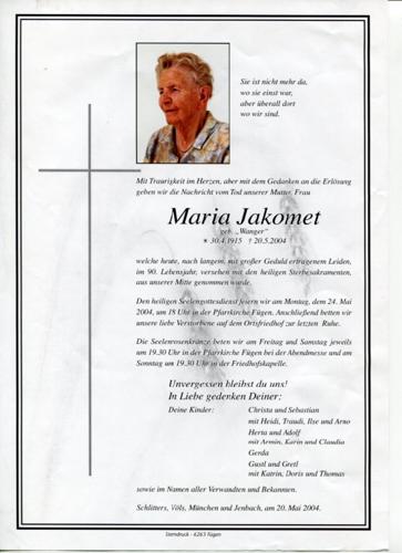 Parte von Maria Jakomet