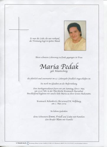 Parte von Maria Pedak