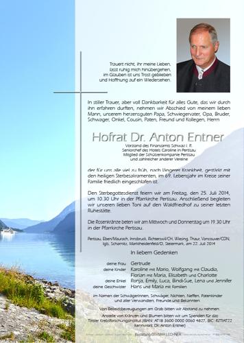 Parte von Entner Dr Anton Hofrat