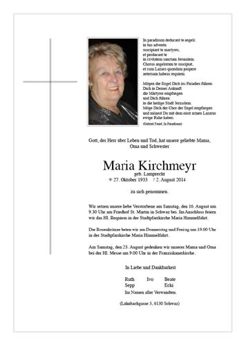 Parte von Maria Kirchmeyr