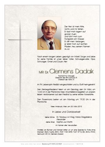 Parte von MR. Dr. Clemens Dadak