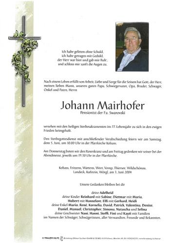 Parte von Johann Mairhofer