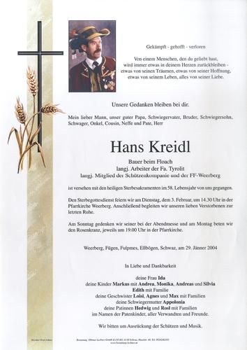 Parte von Hans Kreidl