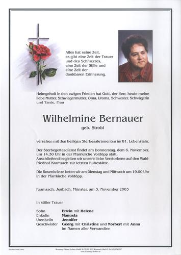 Parte von Wilhelmine Bernauer