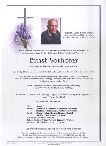 Parte von Ernst Vorhofer