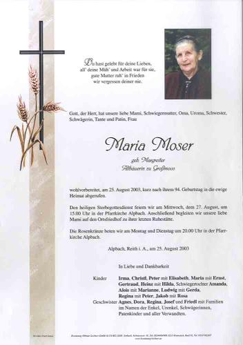 Parte von Maria Moser