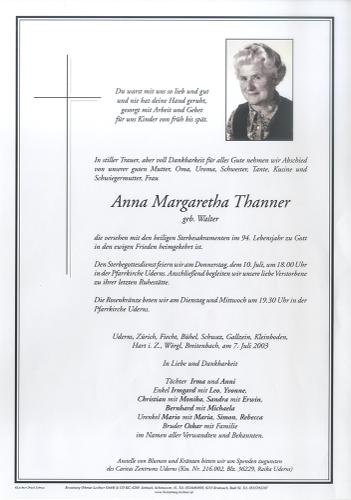 Parte von Anna Margaretha Tanner