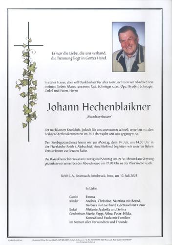 Parte von Johann Hechenblaikner