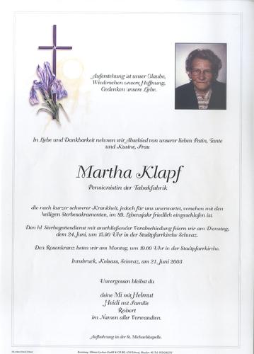 Parte von Martha Klapf