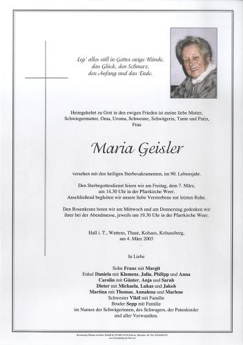 Parte von Maria Geisler