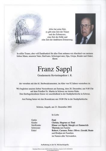 Parte von Franz Sappl