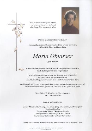 Parte von Maria Oblasser