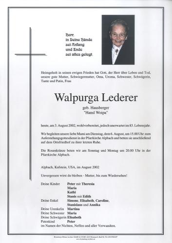 Parte von Walpurga Lederer