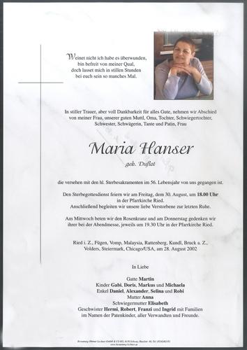 Parte von Maria Hanser