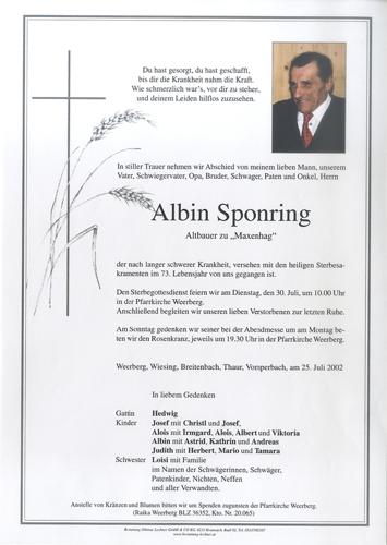 Parte von Albin Sponring