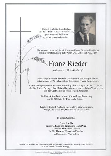 Parte von Franz Rieder