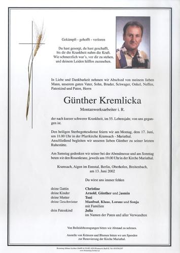 Parte von Günther Kremlicka