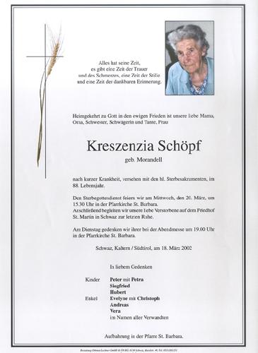 Parte von Kreszenzia Schöpf