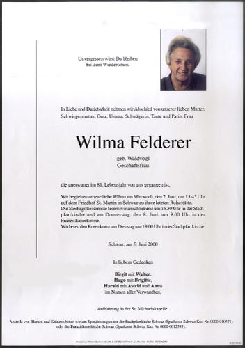 Parte von Wilhelmine Felderer