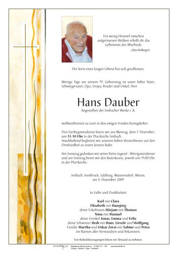 Parte von Johann Dauber